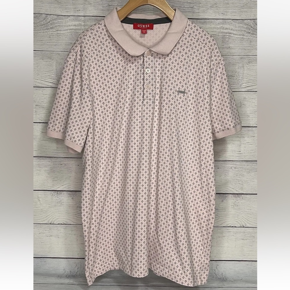 Guess Los Angeles Men’s Size XXL Light Pink Short Sleeve Polo Shirt